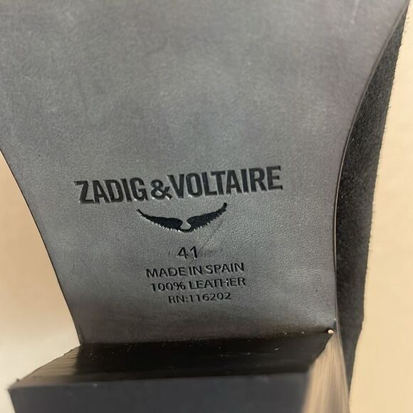 Zadig & Voltaire boots Cara Suede black studded Cowboy Boot 41/10 New - Picture 15 of 17